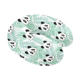 Panda pattern tropical leaves background U-Shaped Travel Neck Pillow