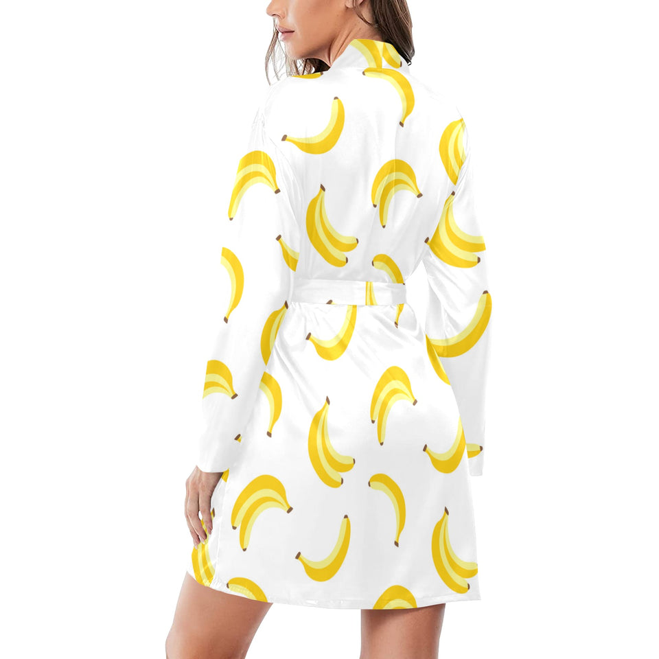 Banana pattern Women's Long Sleeve Belted Night Robe