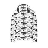 Black whale pattern Kids' Boys' Girls' Padded Hooded Jacket