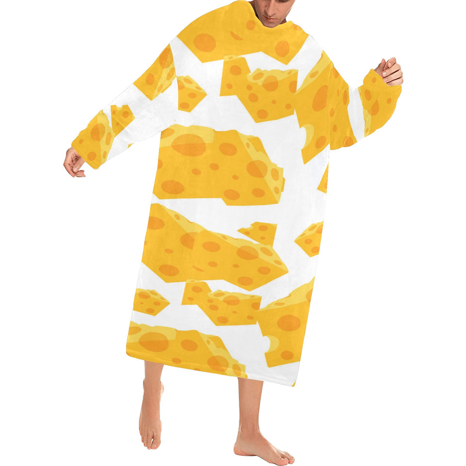 Cheese slice pattern Blanket Robe with Sleeves
