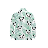 Panda pattern tropical leaves background Men's Long Sleeve Polo Shirt