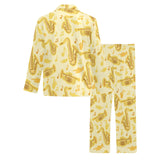 Saxophone cornet pattern yellow background Men's Long Pajama Set
