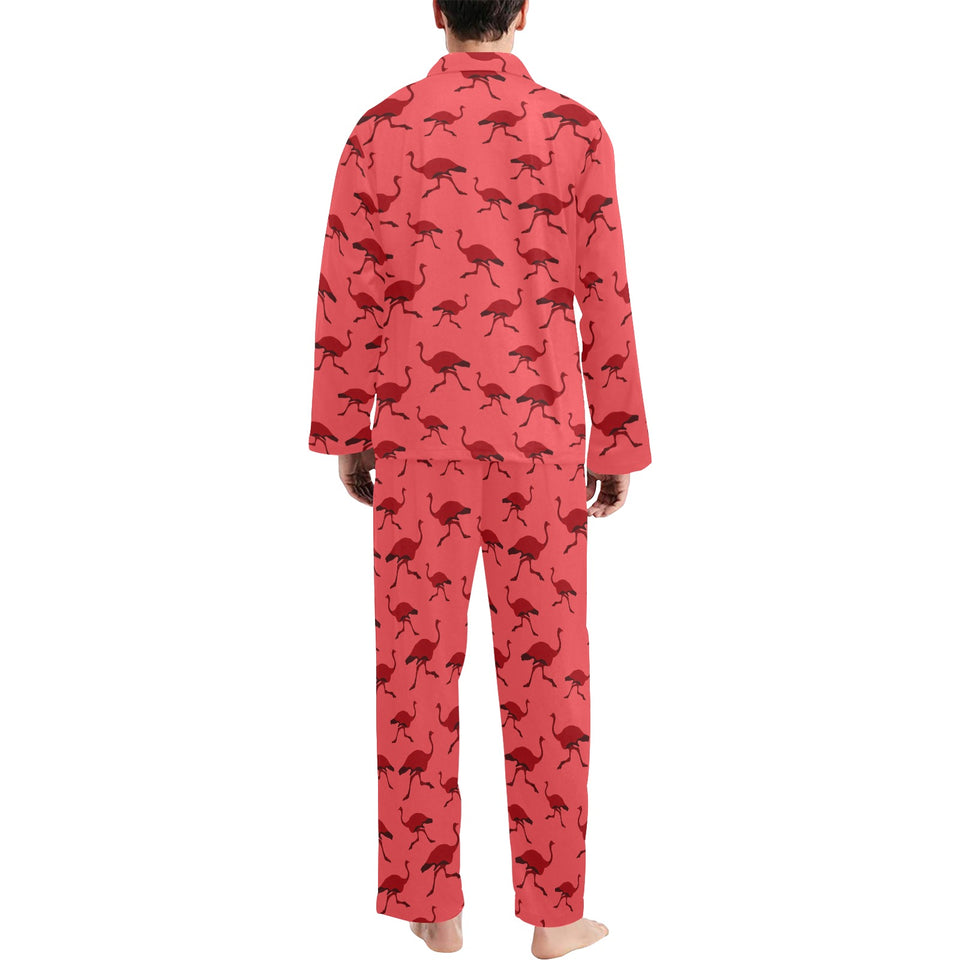 Ostrich Pattern Print Design 03 Men's Long Pajama Set