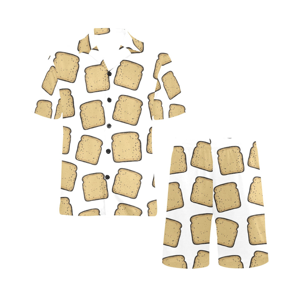 Bread Toast Pattern Print Design 03 Men's V-Neck Short Pajama Set