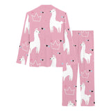 Llama Alpaca pink background Women's Long Pajama Set