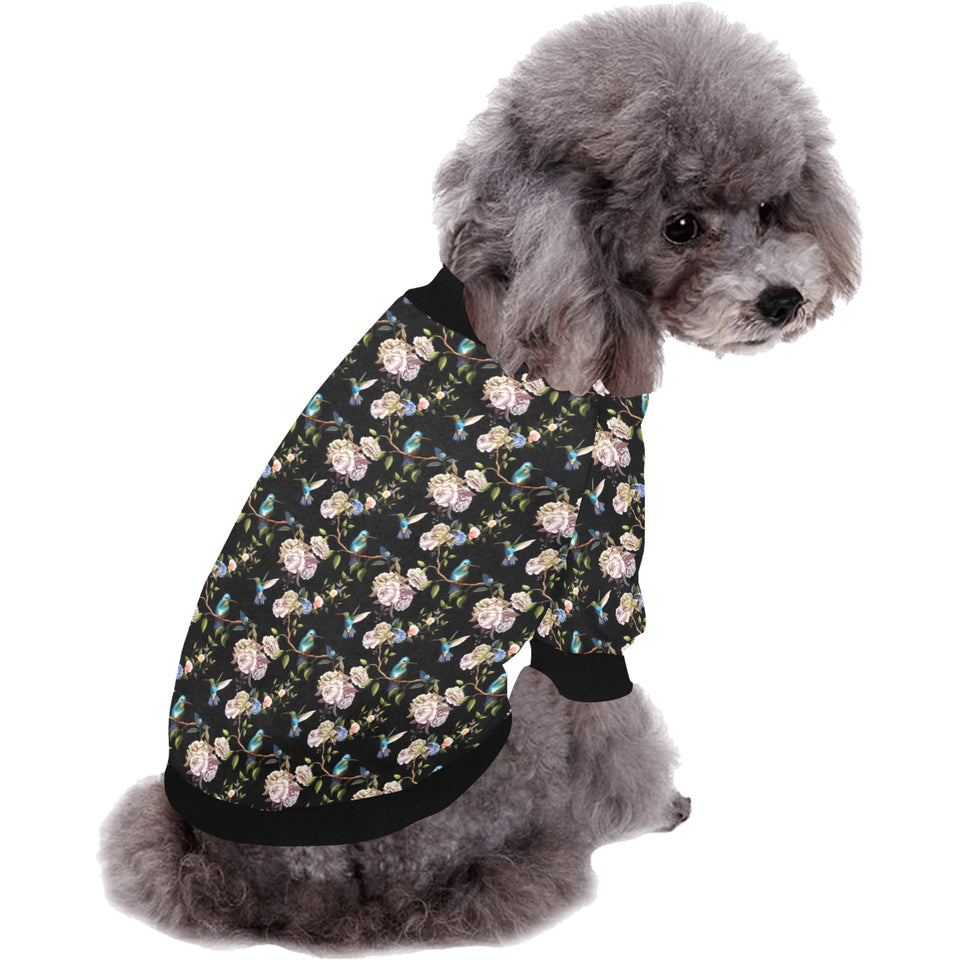 Hummingbird Pattern Print Design 03 All Over Print Pet Dog Round Neck Fuzzy Shirt