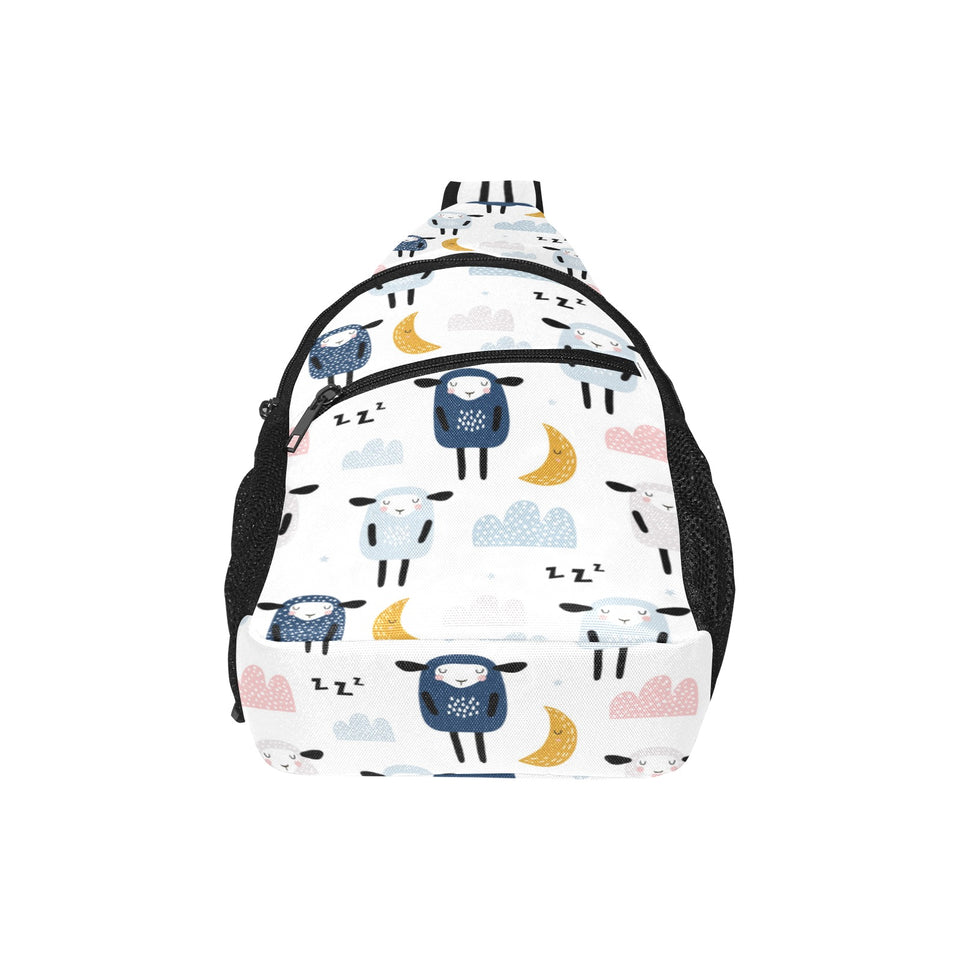 Cute sleeping sheep moon cloud pattern All Over Print Chest Bag