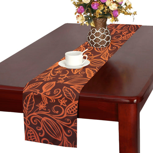 cacao beans tribal polynesian pattern Table Runner