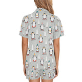 Cute Penguin christmas pattern Women's V-Neck Short Pajama Set