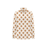 Pancake Pattern Print Design 01 Women's Long Sleeve Polo Shirt
