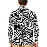 Zebra skin pattern Men's Long Sleeve Polo Shirt