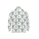 Hand drawn Koala leaves pattern Men's Long Sleeve Polo Shirt