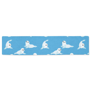 Cute sea lion seal pattern background Table Runner