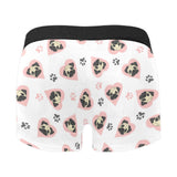 Cute pugs pink heart paw pattern Men's All Over Print Boxer Briefs Men's Underwear