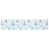 Blue Eiffel Tower Theme Pattern Print Design 01 Table Runner