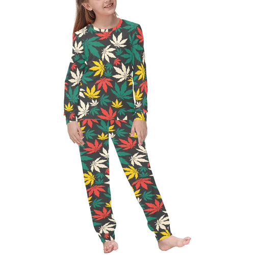 Canabis Marijuana Weed Pattern Print Design 02 Kids' Boys' Girls' All Over Print Pajama Set