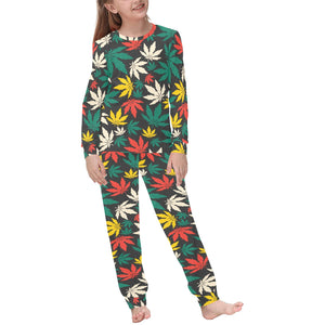 Canabis Marijuana Weed Pattern Print Design 02 Kids' Boys' Girls' All Over Print Pajama Set