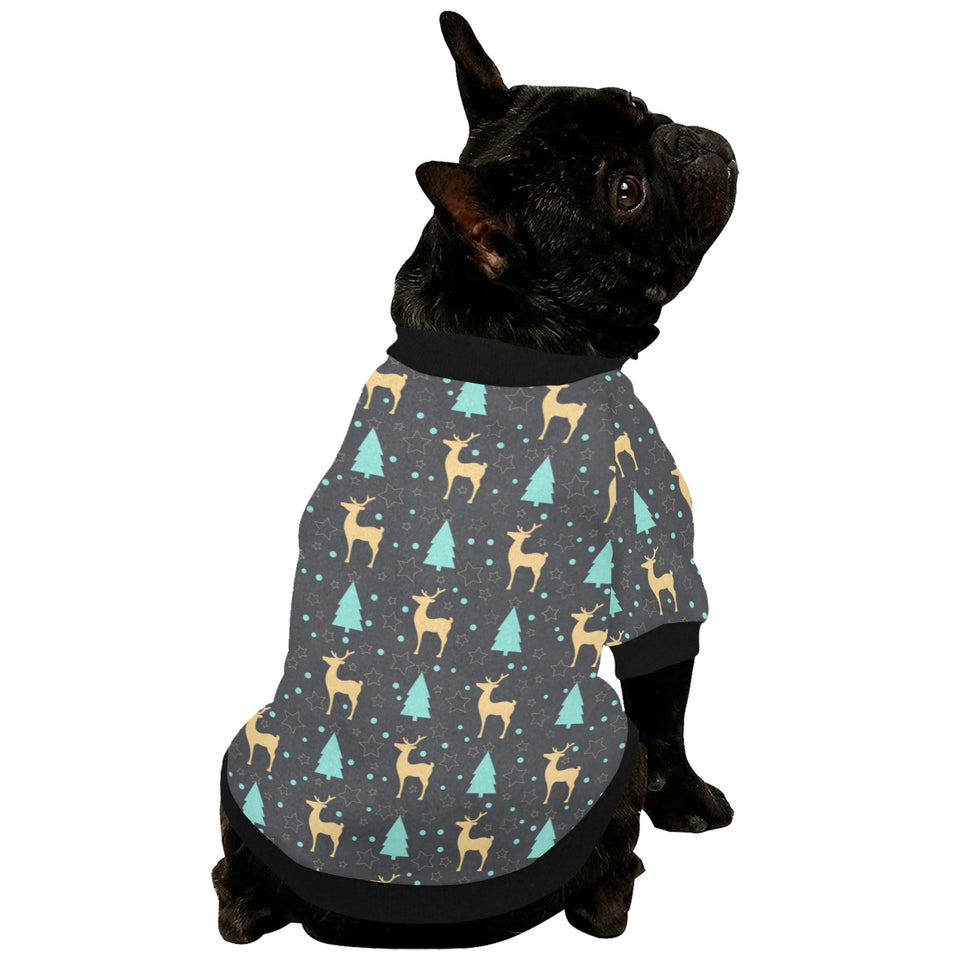 Deers star tree pattern All Over Print Pet Dog Round Neck Fuzzy Shirt