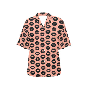 Lips Pattern Print Design 02 Women's All Over Print Hawaiian Shirt