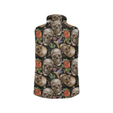 Skull rose humming bird flower pattern Women's Padded Vest