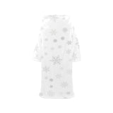 Snowflake pattern white background Blanket Robe with Sleeves