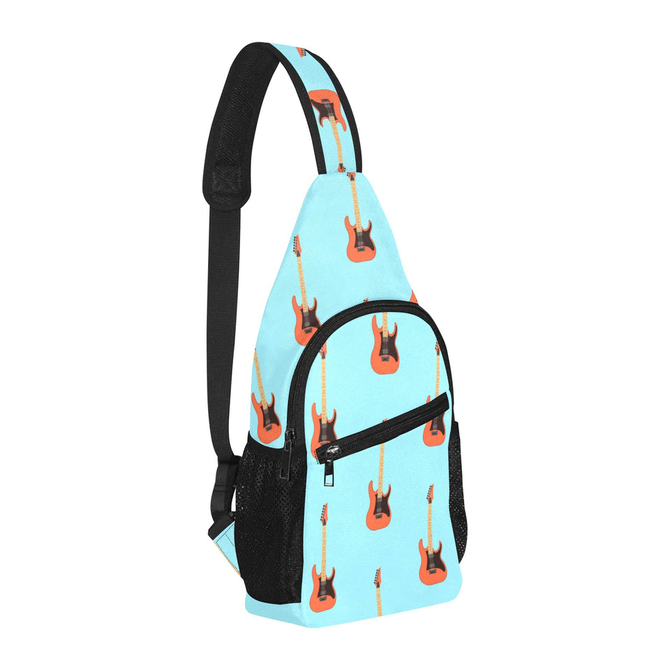 electric guitar pattern light blue background All Over Print Chest Bag
