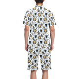 Lion Pattern Print Design 05 Men's V-Neck Short Pajama Set