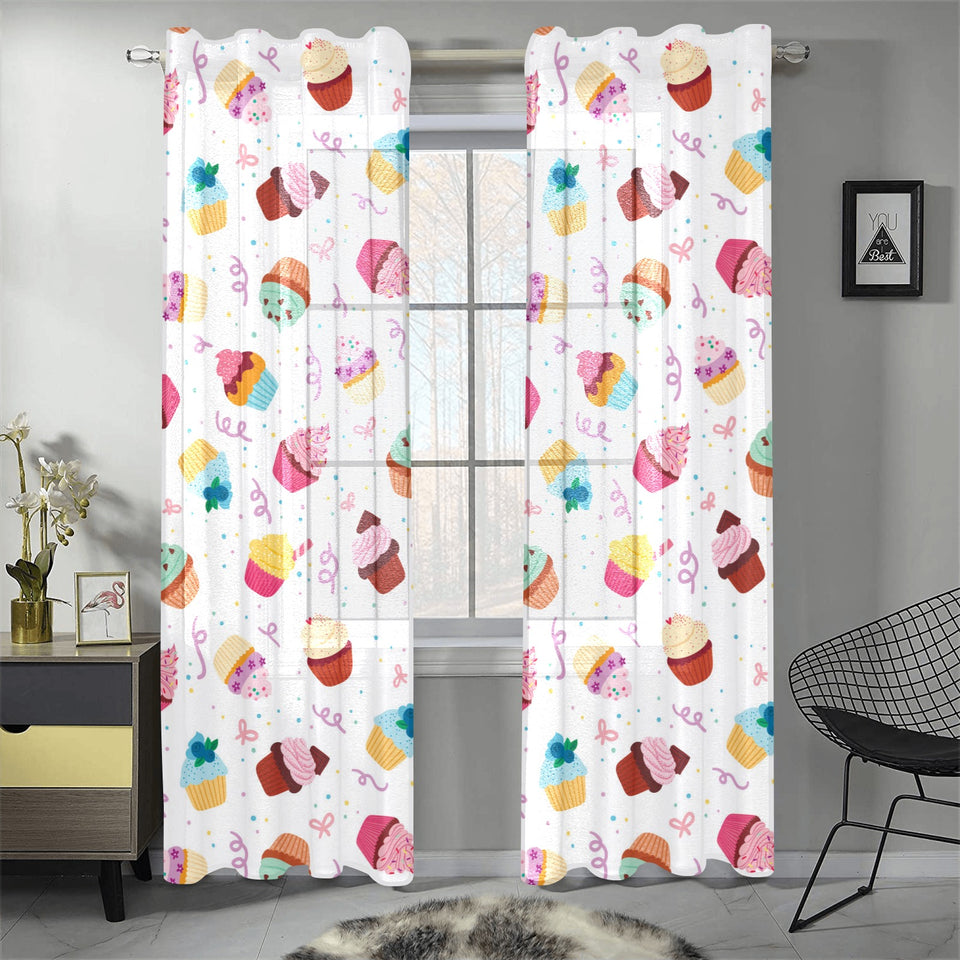 Cake cupcake design pattern Gauze Curtain