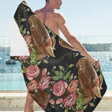 Horse head wild roses pattern Beach Towel