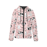 Cows milk product pink background Women's Padded Hooded Jacket