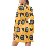 Boston terrier design pattern Women's Long Sleeve Belted Night Robe
