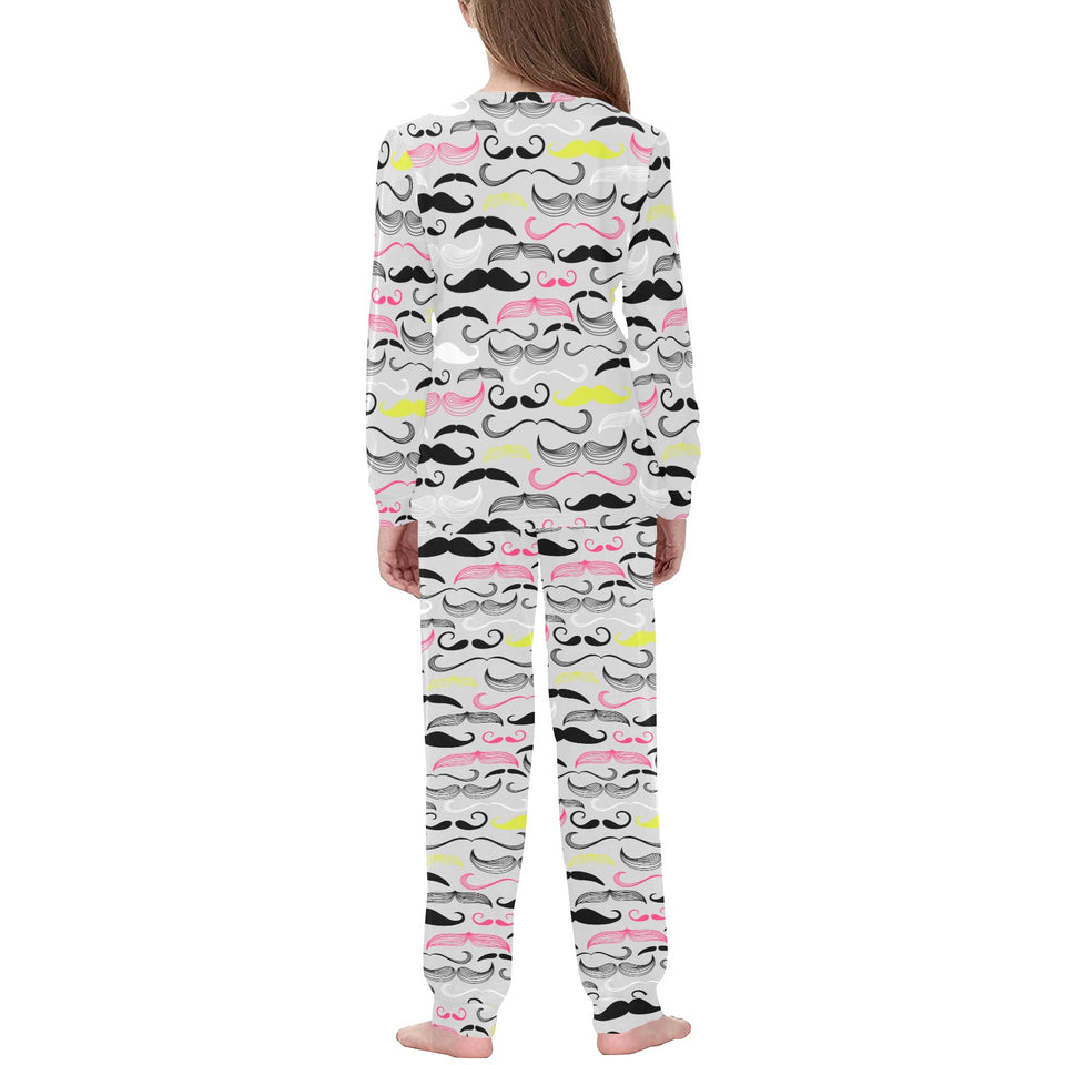 Mustache Beard Pattern Print Design 02 Kids' Boys' Girls' All Over Print Pajama Set