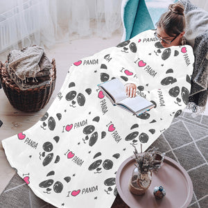 Hand Drawn faces of pandas pattern Blanket Robe with Sleeves