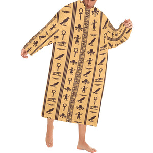 Egypt Hieroglyphics Pattern Print Design 02 Blanket Robe with Sleeves