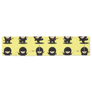 Cute ninja yellow background Table Runner