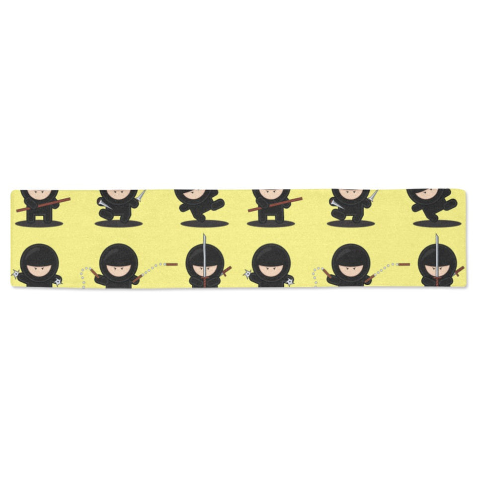 Cute ninja yellow background Table Runner