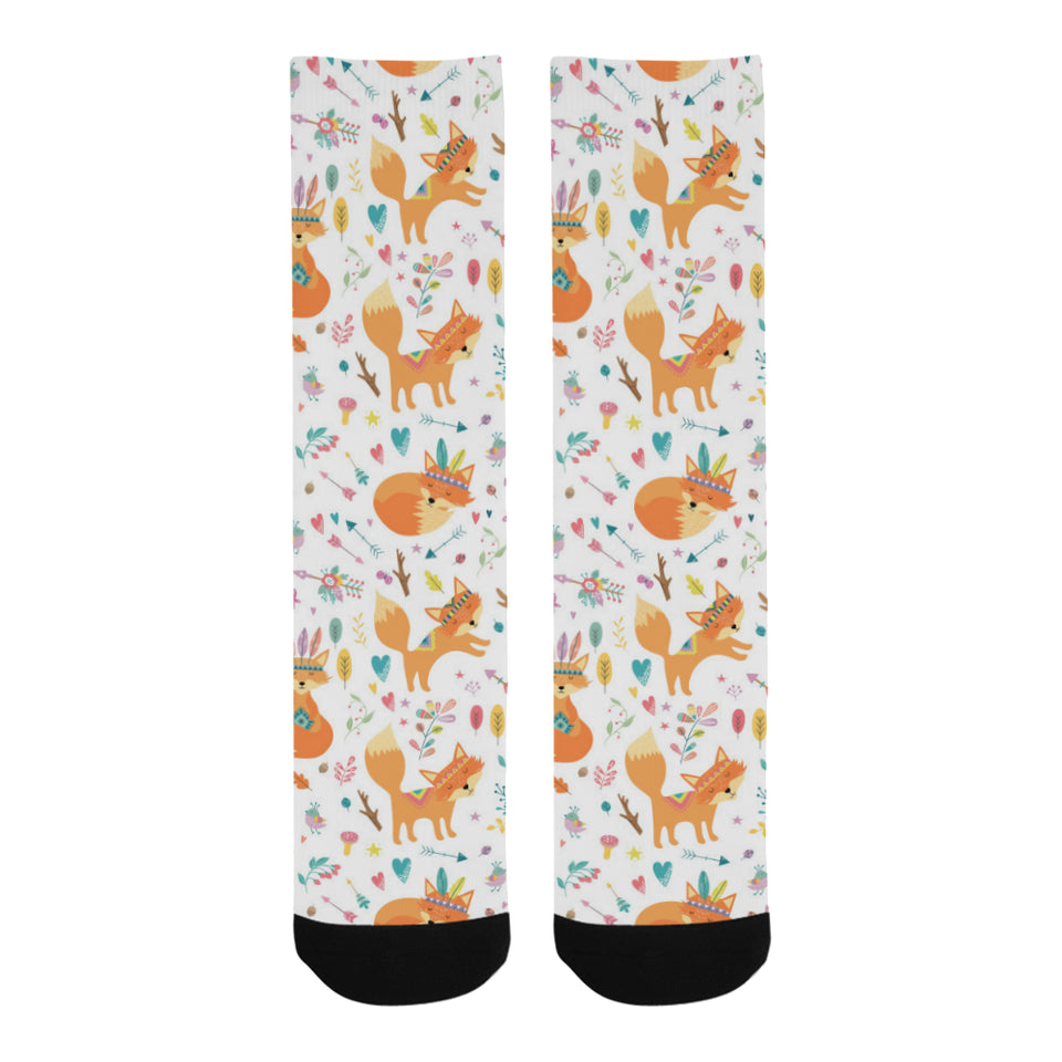 cute tribal fox pattern Crew Socks