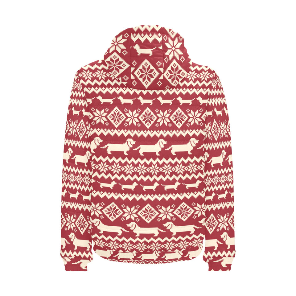 Dachshund Nordic pattern Men's Padded Hooded Jacket