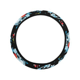 Skull flower roses leave pattern Car Steering Wheel Cover