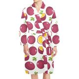 Passion fruit design pattern Men's Long Sleeve Belted Night Robe