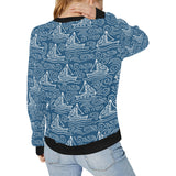Hand drawn sailboat pattern Women's Crew Neck Sweatshirt