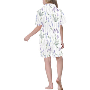 Hand painting Watercolor Lavender Kids' Boys' Girls' V-Neck Short Pajama Set