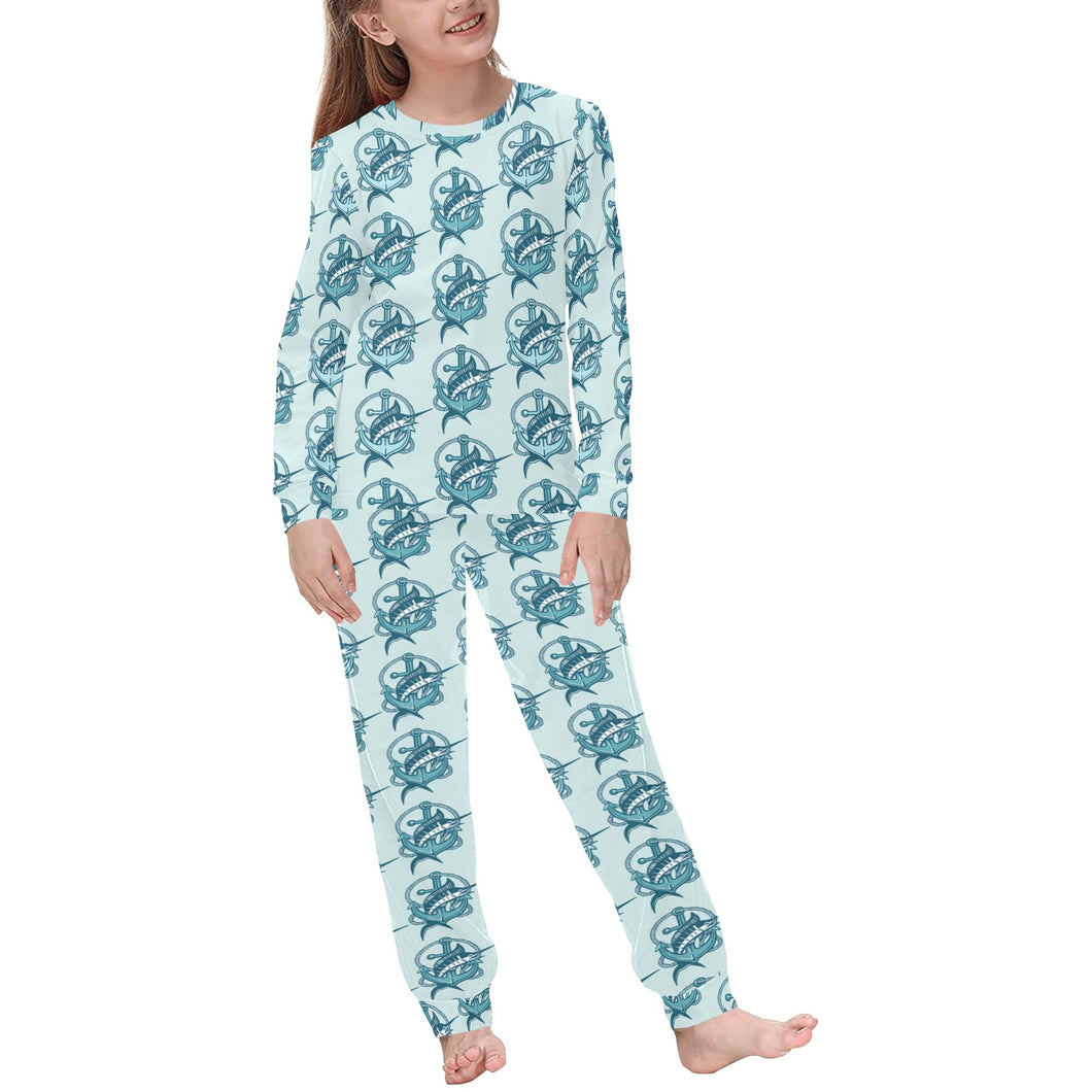 Swordfish Pattern Print Design 05 Kids' Boys' Girls' All Over Print Pajama Set