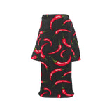 Chili peppers pattern black background Blanket Robe with Sleeves