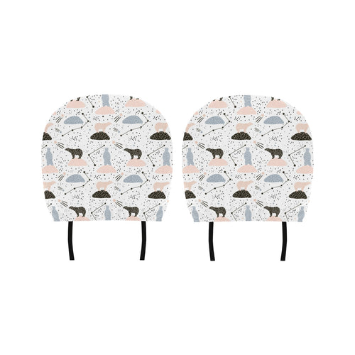 Polar bears star poka dot pattern Car Headrest Cover