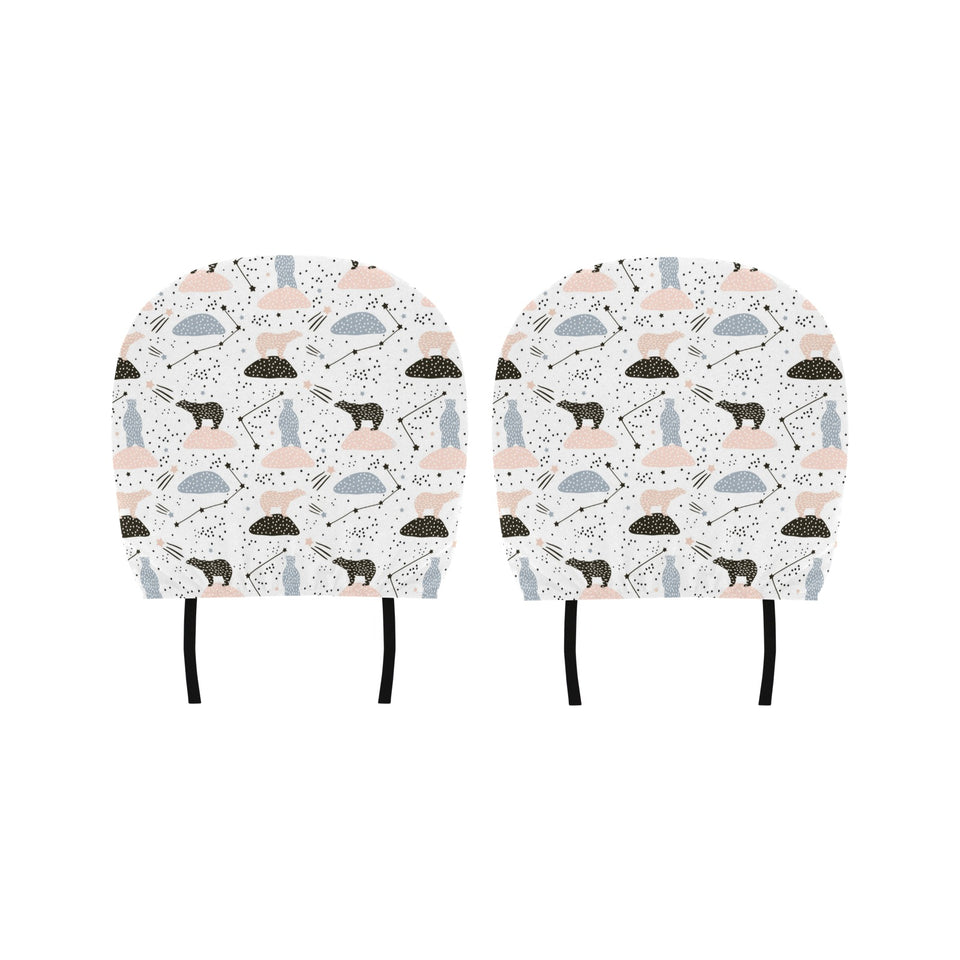 Polar bears star poka dot pattern Car Headrest Cover