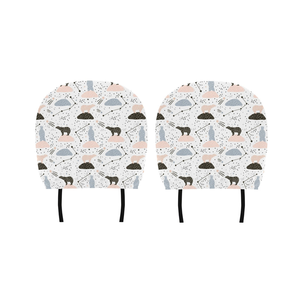 Polar bears star poka dot pattern Car Headrest Cover