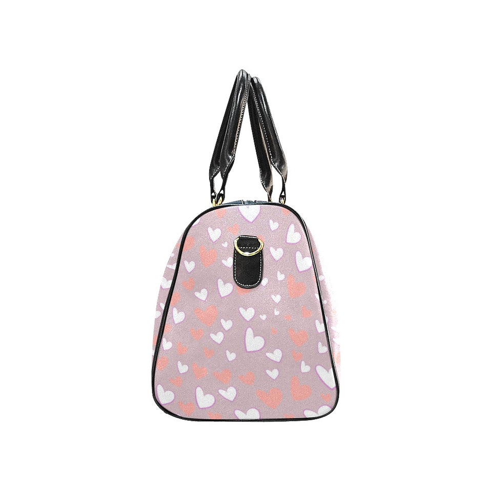 coral white heart pattern Travel Bag