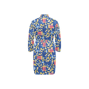 Popcorn Pattern Print Design 01 Men's Long Sleeve Belted Night Robe