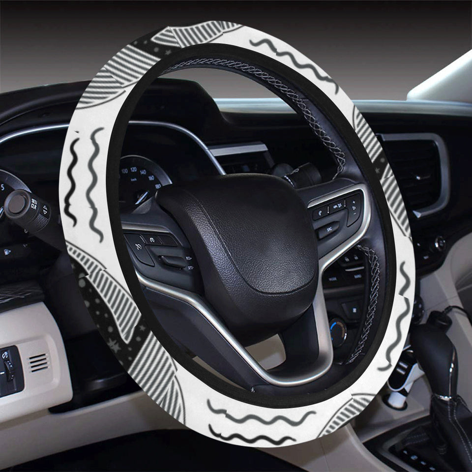 Black whale pattern Car Steering Wheel Cover